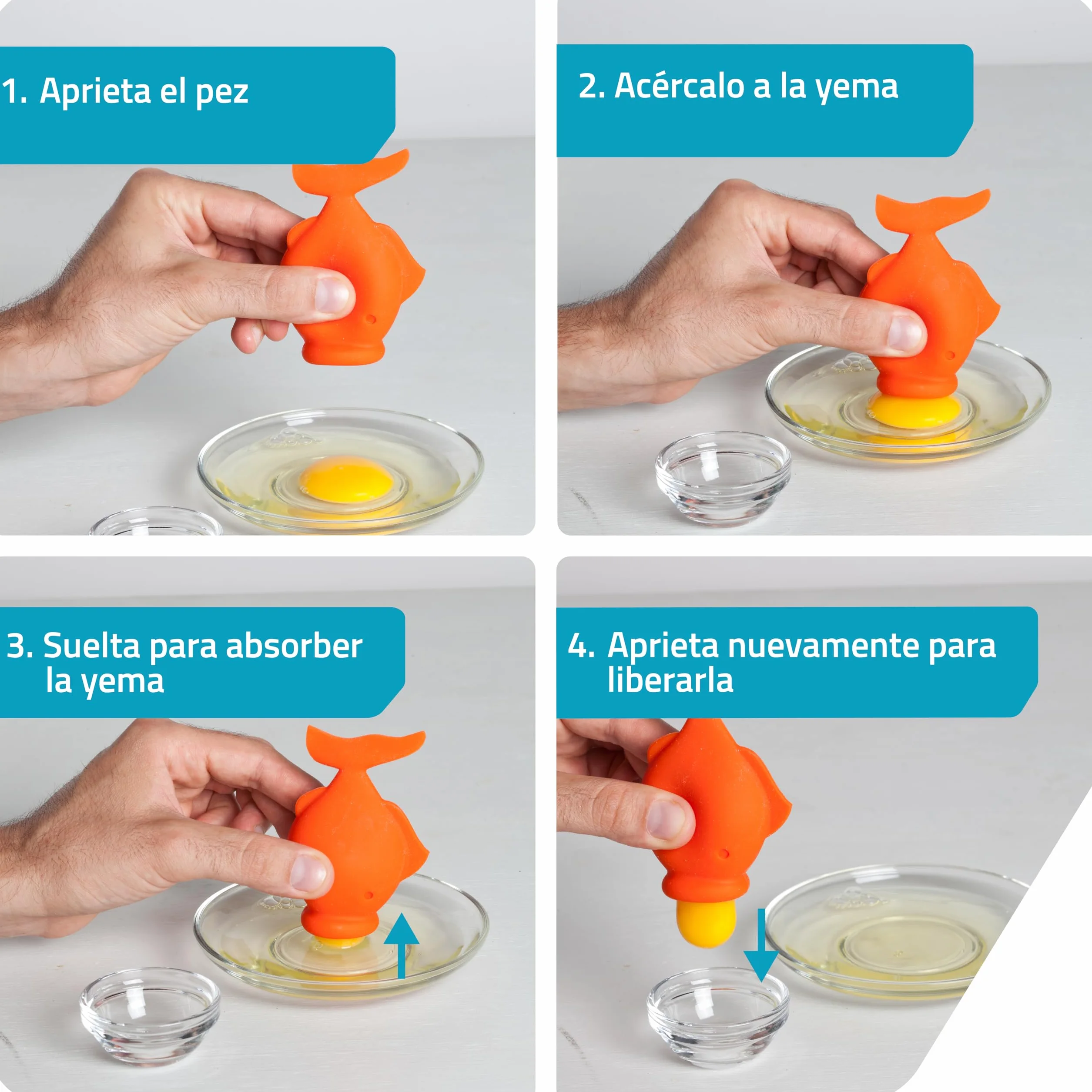 Peleg Design YolkFish – Separador de Huevos Pez, Separador Práctico de Yemas y Claras de Silicona | Herramienta de Cocina | Regalo Navidad Cumpleaños