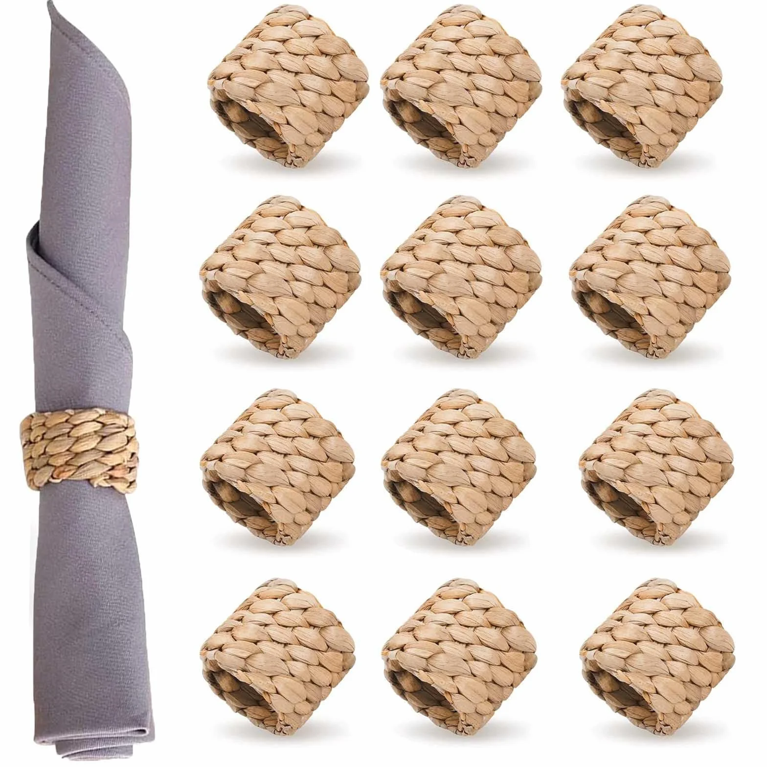 Juego de 12 servilleteros hechos a mano, servilleteros tejidos, servilleteros, hechos a mano, hebilla para comedor, aniversario