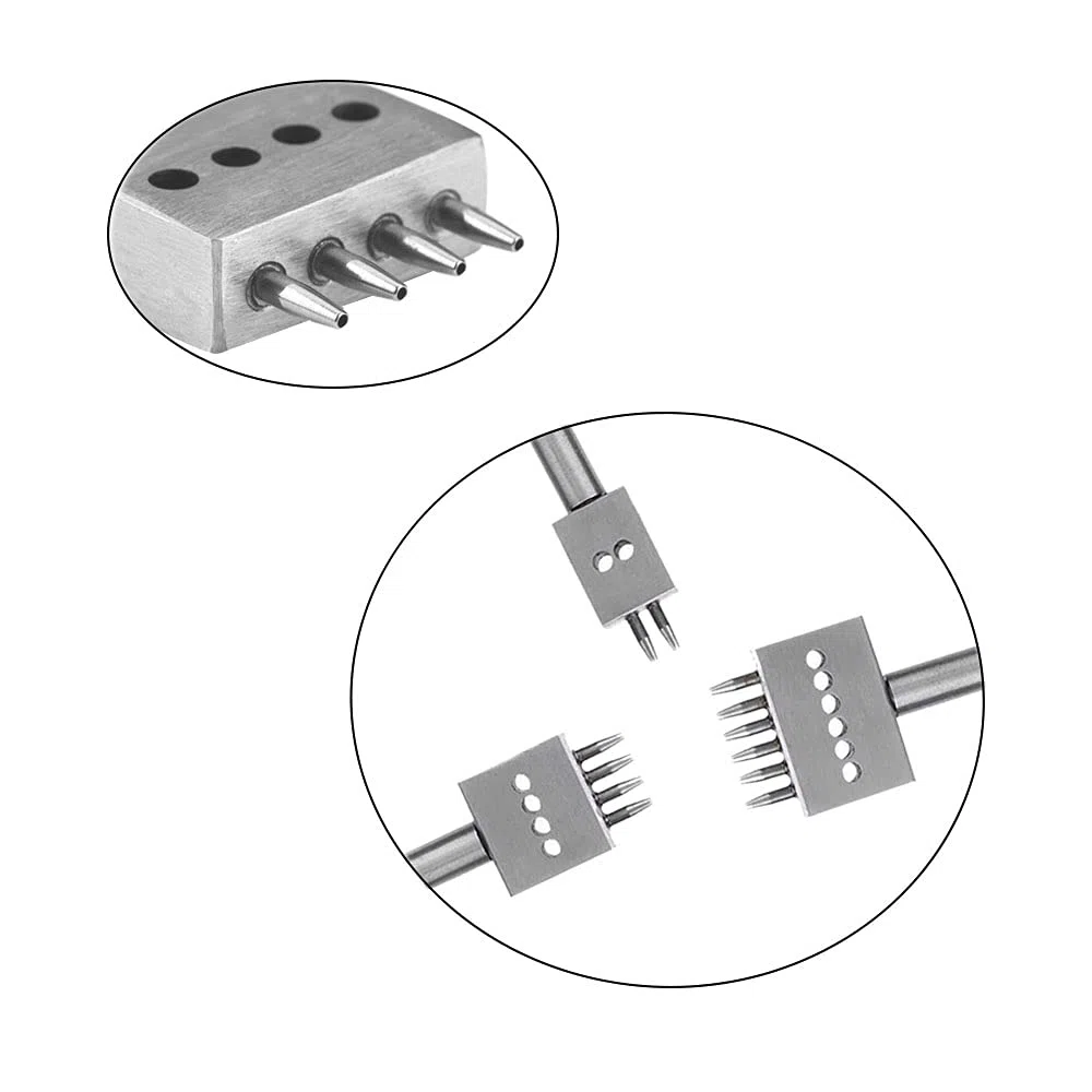 3 Piezas Row Hole Puncher Cuero Herramientas Prong Steel Leather Craft Tool Juego de Herramientas de Punzón Espaciado de 5 mm Tenedores DIY Herramientas Perforadora Cuero para Coser Cuero