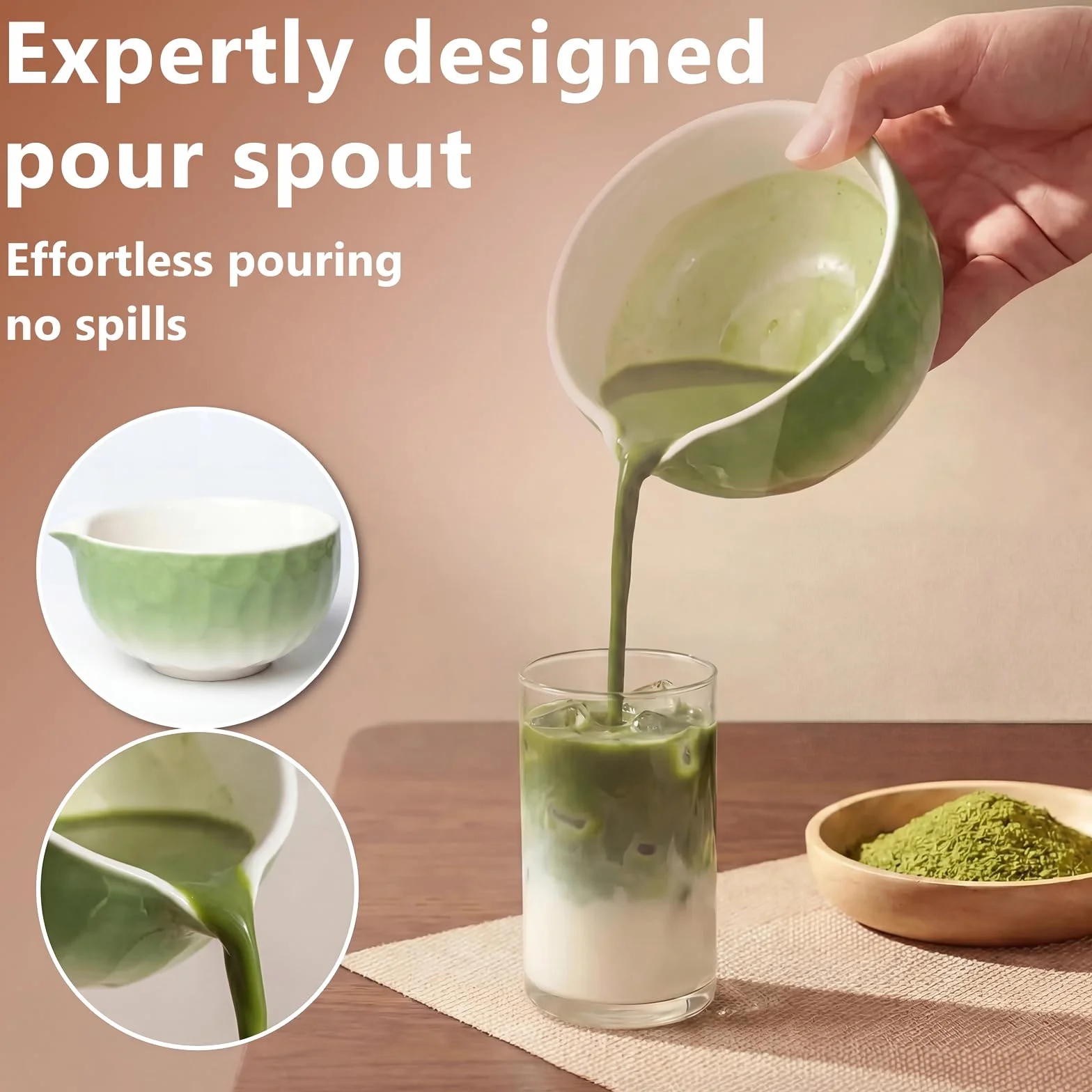 Matcha Kit 8 piezas, Kit Té Matcha Completo Con Cuenco Matcha, Batidor Matcha, Soporte para Batidor, Cuchara, Tamiz, Paño, Kit de Té Matcha Artesanal para Amantes el Matcha, Verde