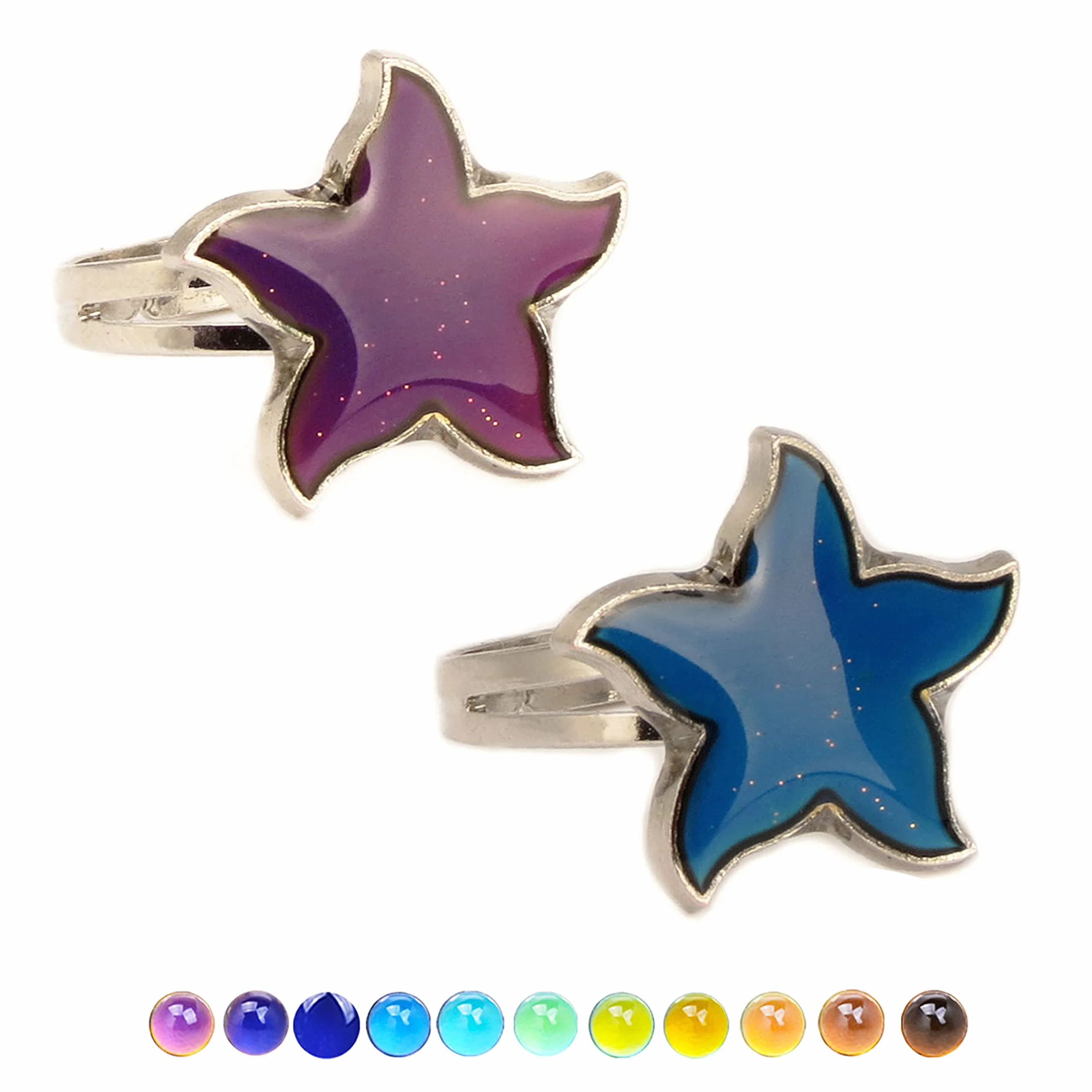 2 PCS Oval Mood Ring Retro Style Adjustable Finger Ring for Lovers Friends-One Size fits All