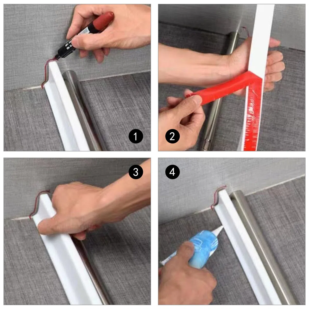 2M Barrera De Borde De Ducha Barrera De Ducha Silicona Autoadhesivo, Flexible, Cortable, Para Cabina De Ducha Para Lavabo De Cocina (Blanco)