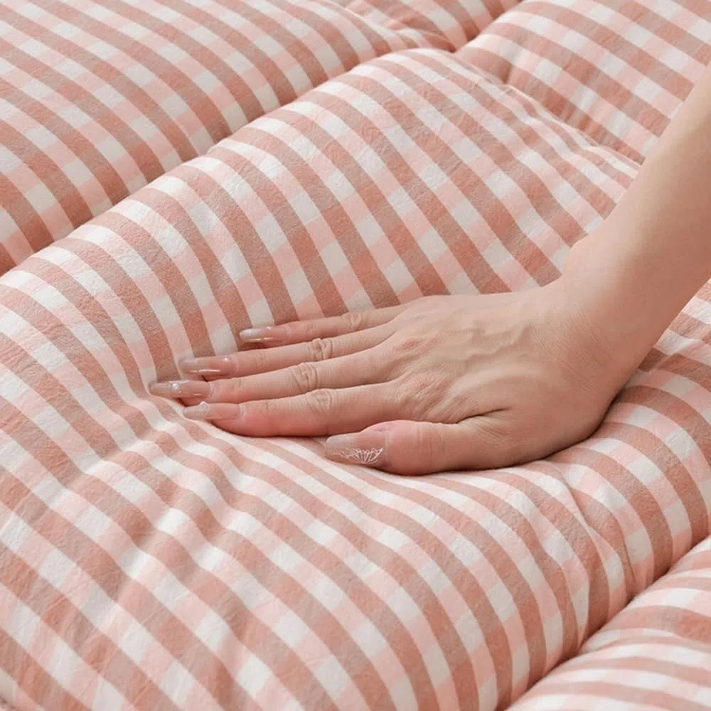 Futón plegable japonés grueso, cómodo, suave, portátil, cama de invitados, camping, transpirable, color rosa, 90 x 200 cm