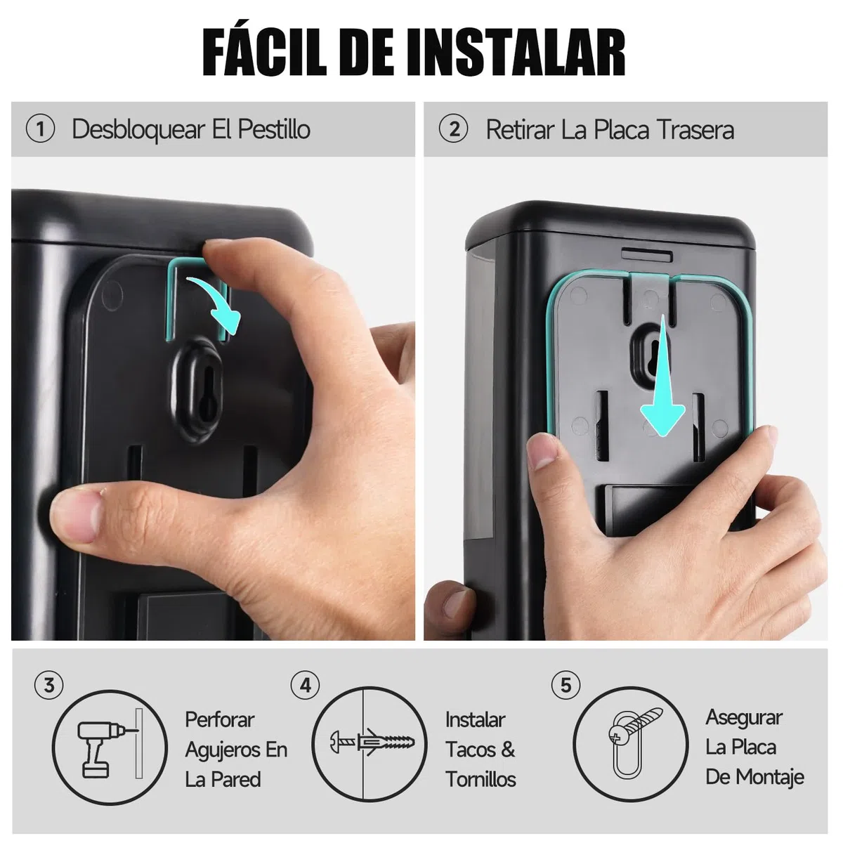 AIKE Dispensador de jabón líquido Comercial de 1200 ml, Gran Capacidad, Bomba Manual montada en la Pared con Cerradura y Ventana Transparente, Ideal para oficinas, Espacios industriales y baños