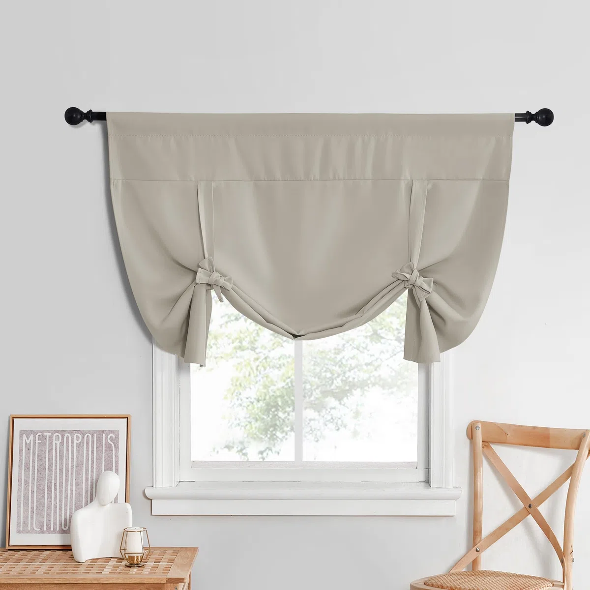 NICETOWN Cortinas pequeñas para Ventana de baño, Opacas, con Aislamiento térmico, para Cocina, Cortinas Cortas con Dobladillo para Barra, 1 Unidad, 52 Pulgadas de Ancho x 45 Pulgadas de Largo, Color