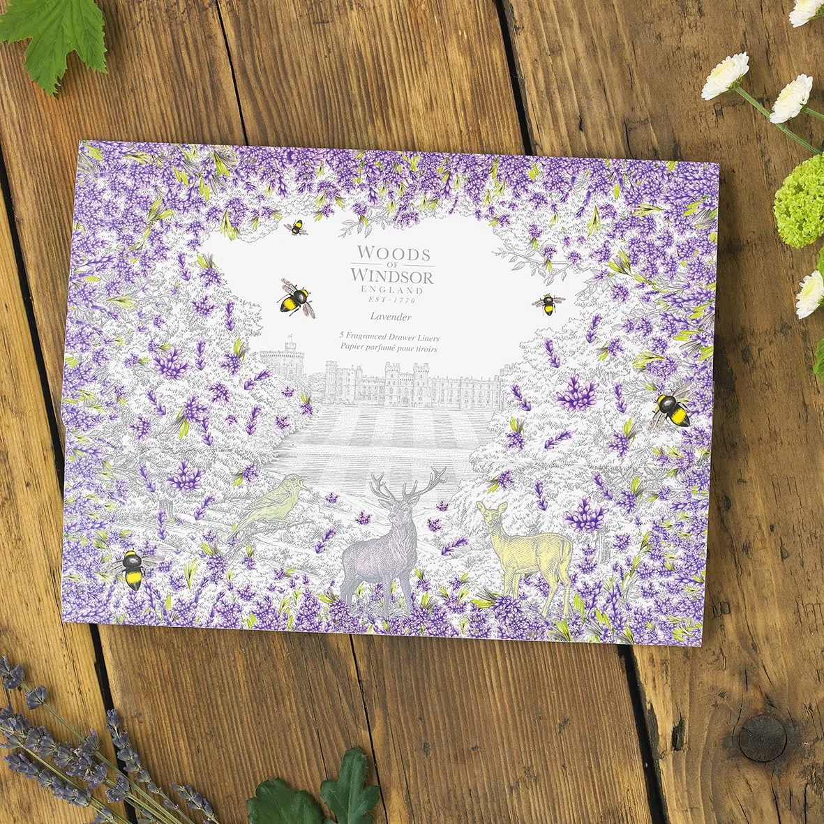 Woods of Windsor Revestimientos de cajones perfumados, Revestimientos de lavanda fragante para cajones y estantes para perfumar ropa y ropa de cama, Aroma de lavanda, 35 cm x 50 cm 5 paquete