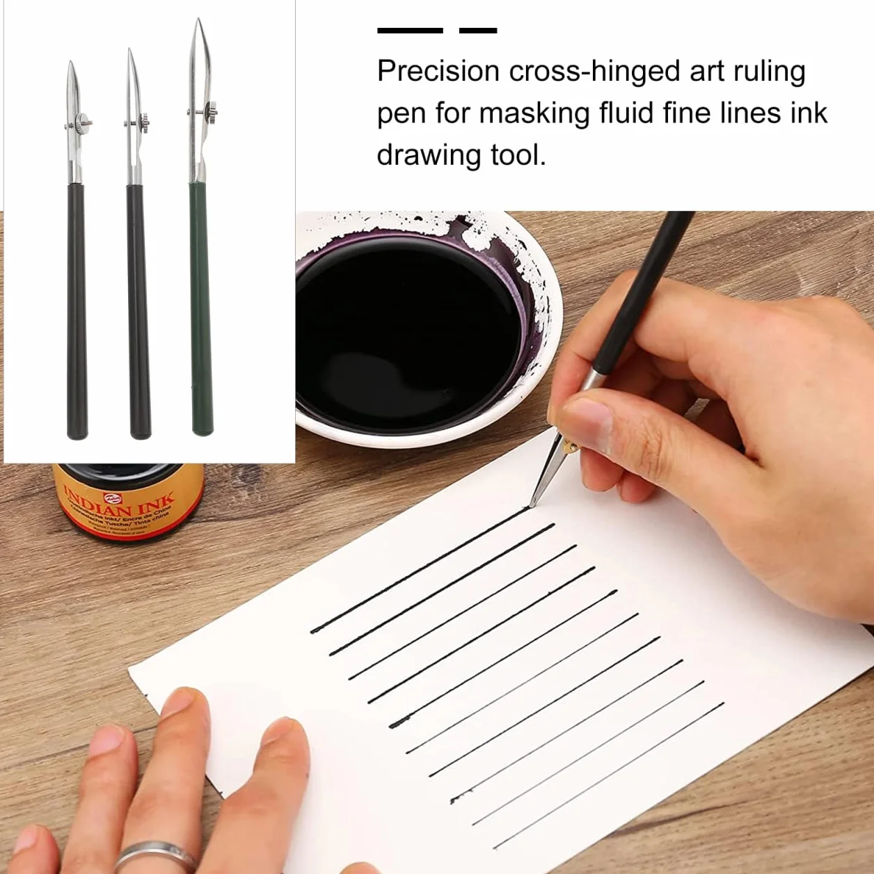 SUPVOX Juego de 3 Tiralíneas Ajustables para Dibujo Técnico - Pluma de Línea Recta para Tinta, Gouache y Líquido Enmascarador - Herramienta de Precisión para Cómic, Manga y Caligrafía (S, M, L)