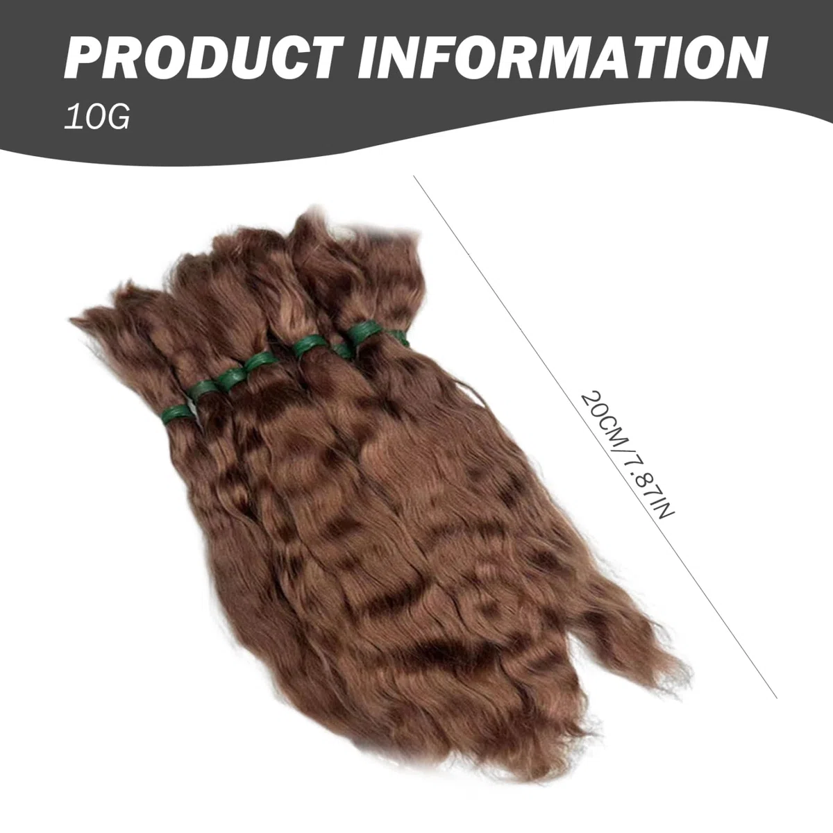Jorzer Pelo de muñeca de 8 Pulgadas, Pelo de muñeca Rizado, Peluca Realista Natural, artesanía de Mohair para Hacer Manualidades, figuritas, Manualidades, marrón.