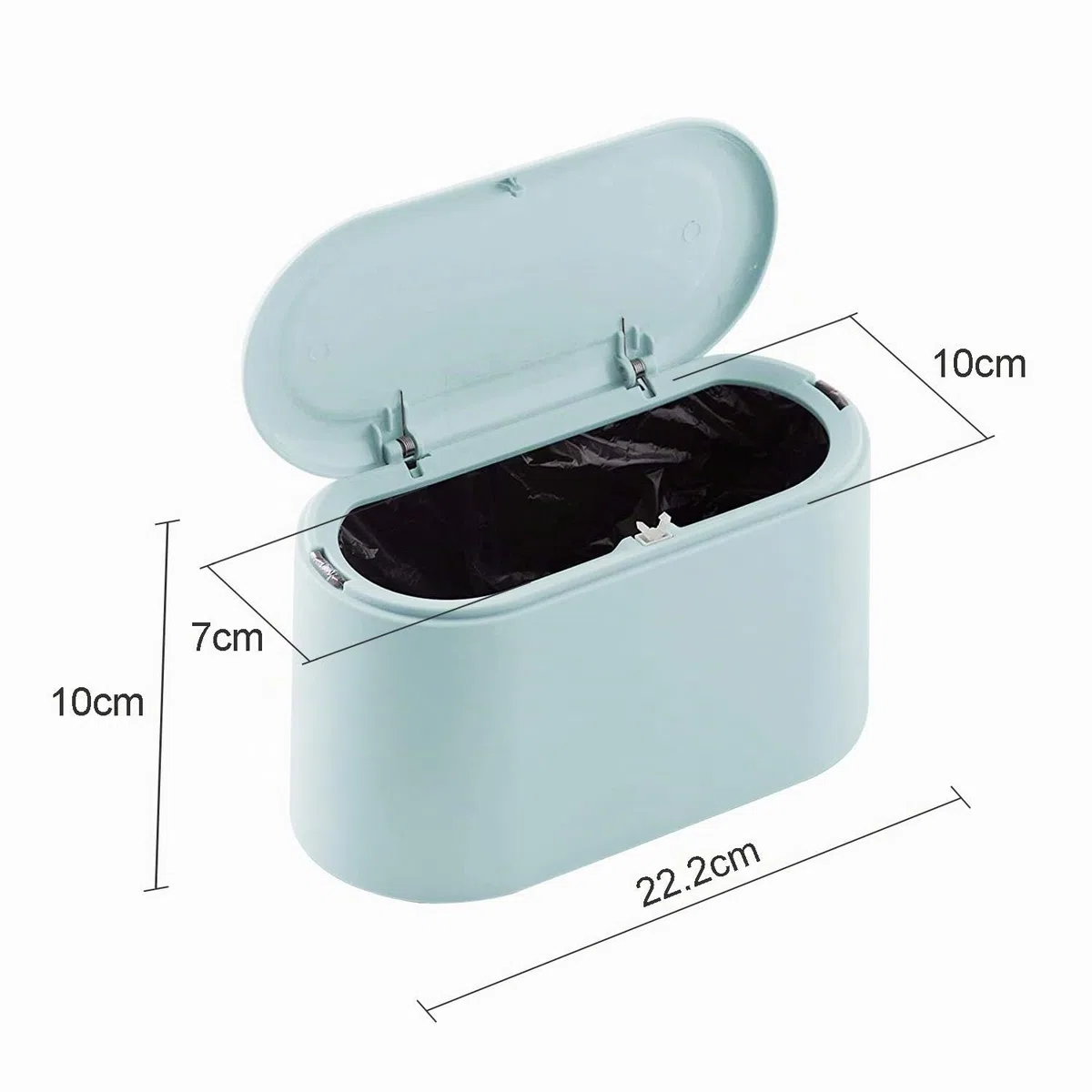 JEEZAO Cubo de Basura de Mesa con Tapa, Papelera de Escritorio Mini Bote de Reciclar, Maquillaje Lápiz Cubo,Reciclaje para Oficina, Baño,Hogar,Almacenamiento de Alimentos para Mascotas (Azul claro)