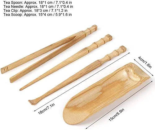 4Pcs Juego de té de bambú Natural Herramienta de Servicio de té clásica China Accesorios para la Ceremonia del té Accesorios de Juego de té Kongfu Herramientas