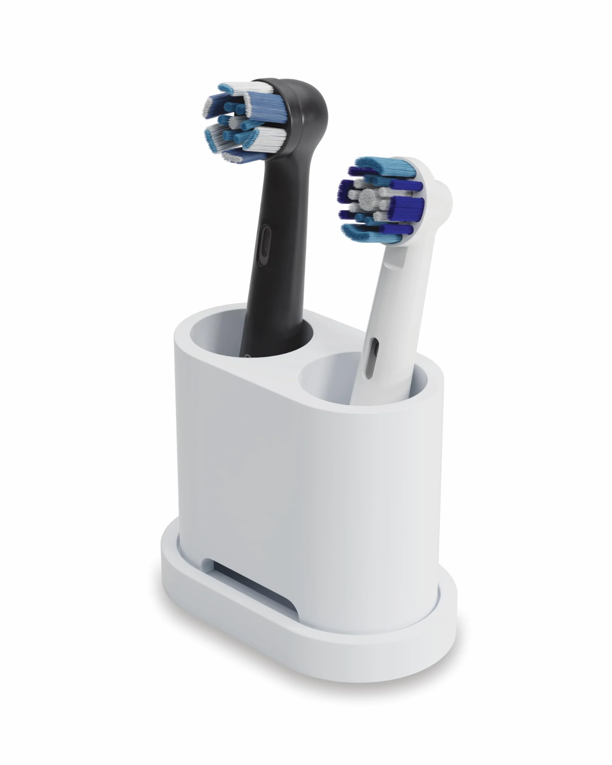 Qikfresh - Soporte para 2 Cabezales y cepillos dentales - Compatible con Oral-B, iO, Philips Sonicare, Waterpik, Fairywill - Silicona alimentaria (Blanco)