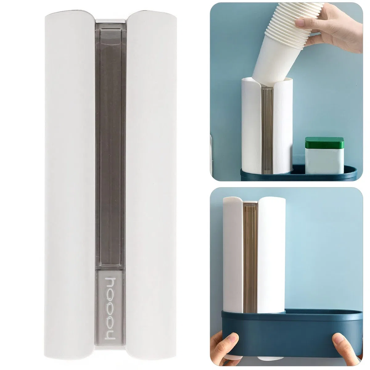 Dispensador de vasos de agua, plástico duradero Fácil instalación Ahorro de espacio Dispensador de vasos de papel de cuerpo delgado de 95 mm para vasos desechables