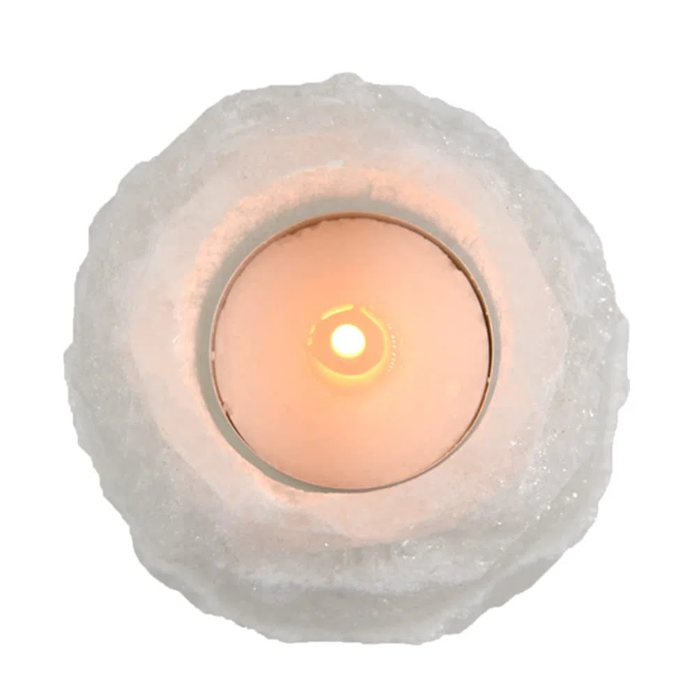 AROMASENSES | Portavelas Selenita Catedral | Piedra Natural | Limpieza Energética y Armonía | Ideal Para Meditación, Rituales y Decoración Zen