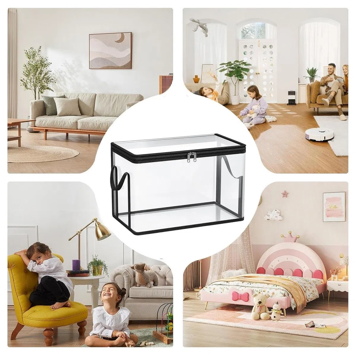 de almacenamiento de juguetes, 2 piezas, cofre transparente para muñecos de peluche, para salón, dormitorio, granja, apartamento, , balcón, dormitorio universitario,