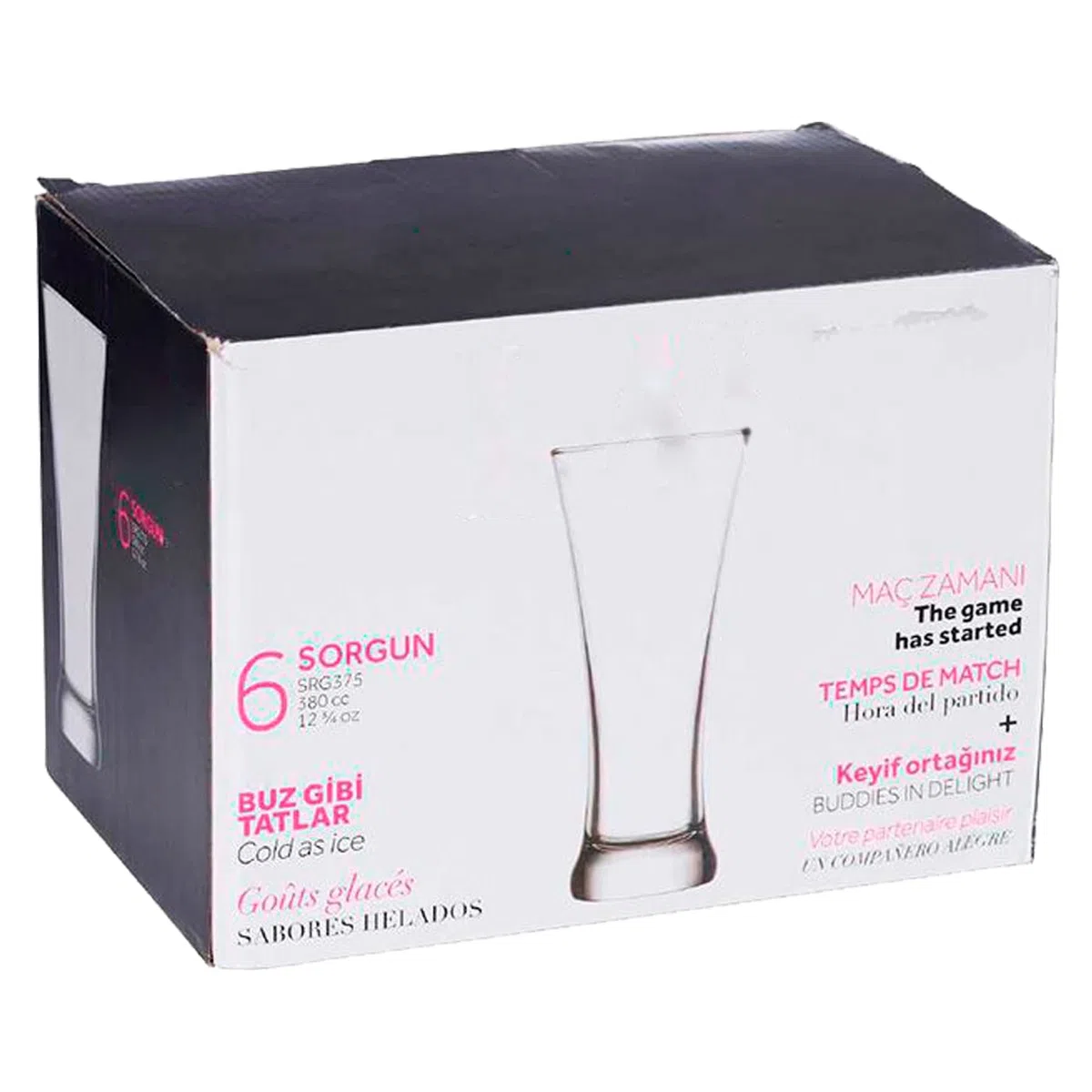 Acan Tradineur - Caja de 6 Vasos Modelo Sorgun - 38 cl - Fabricado en Vidrio Resistente - Apto para lavavajillas - 6 Uds Totales
