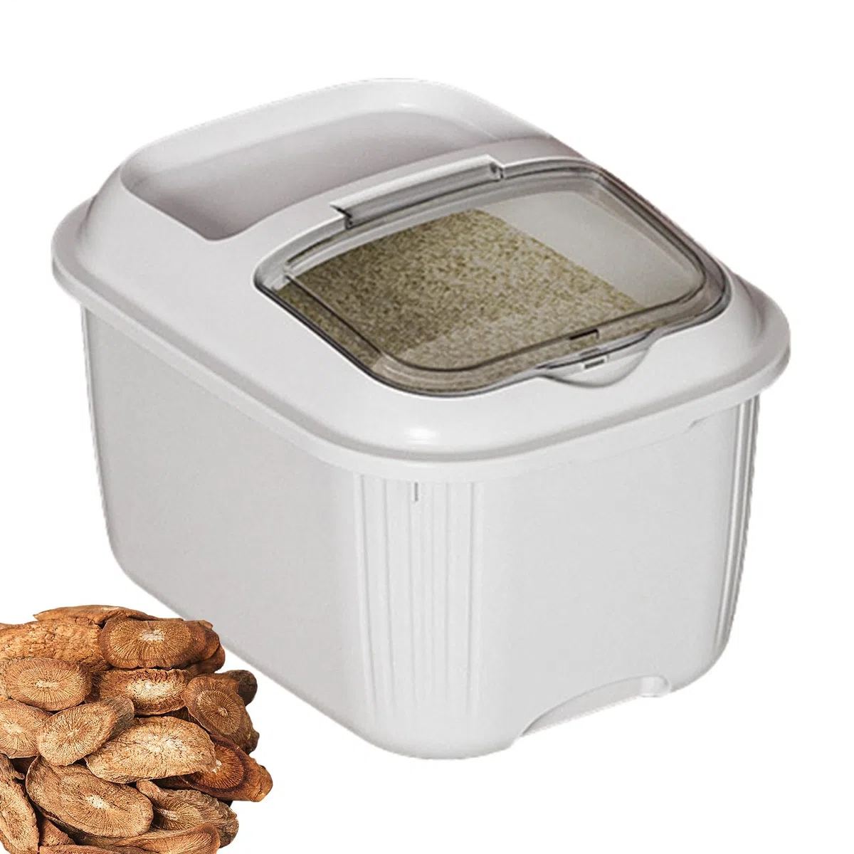 Dispensador de arroz de 5 kg, caja de almacenamiento de arroz de cocina con tapa transparente, contenedor de almacenamiento hermético Ric, dispensador de alimentos secos para harina de granos