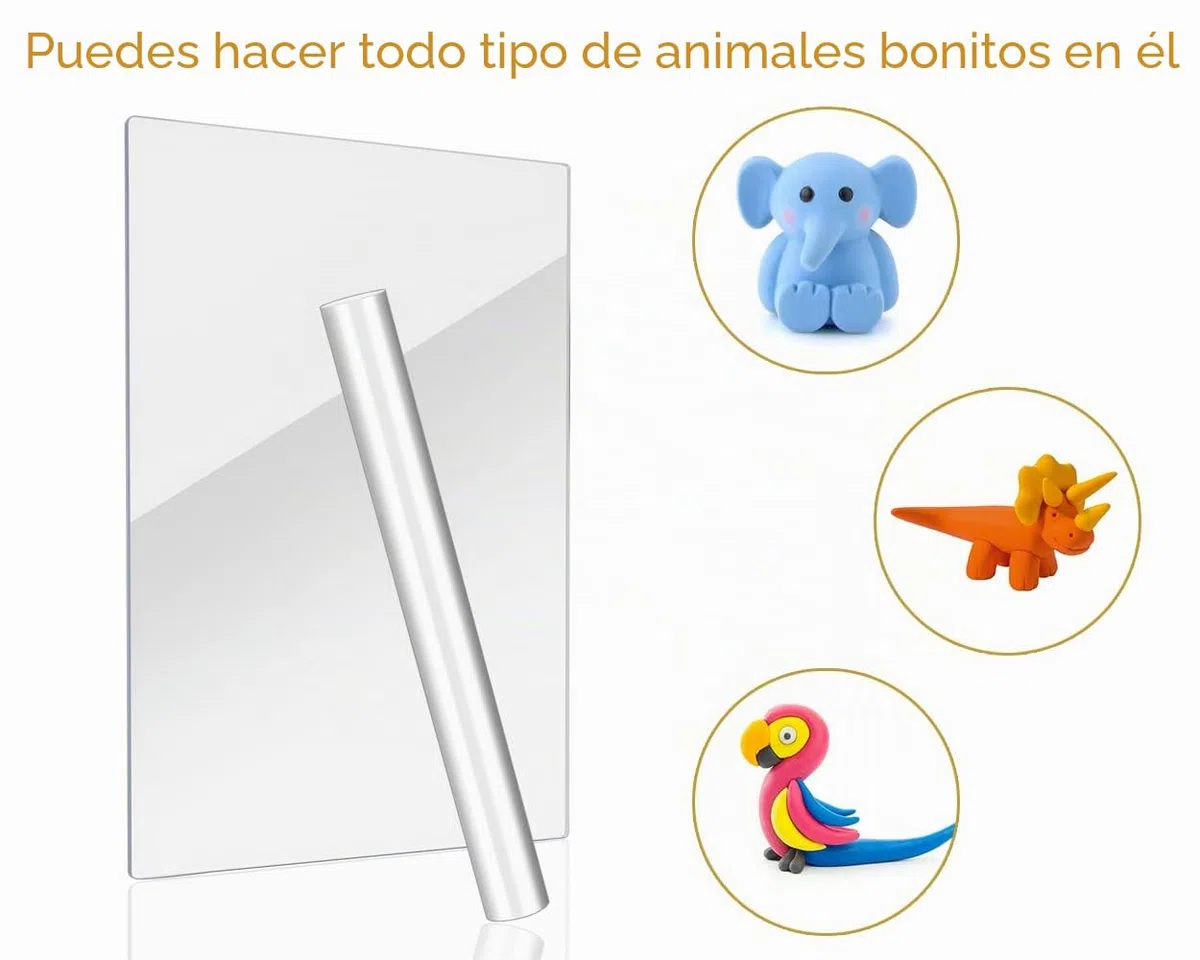 Rodillo de Arcilla Acrílica y Lámina Transparente - Herramientas de Laminación para Modelar y Dar Forma a la Arcilla Polimérica