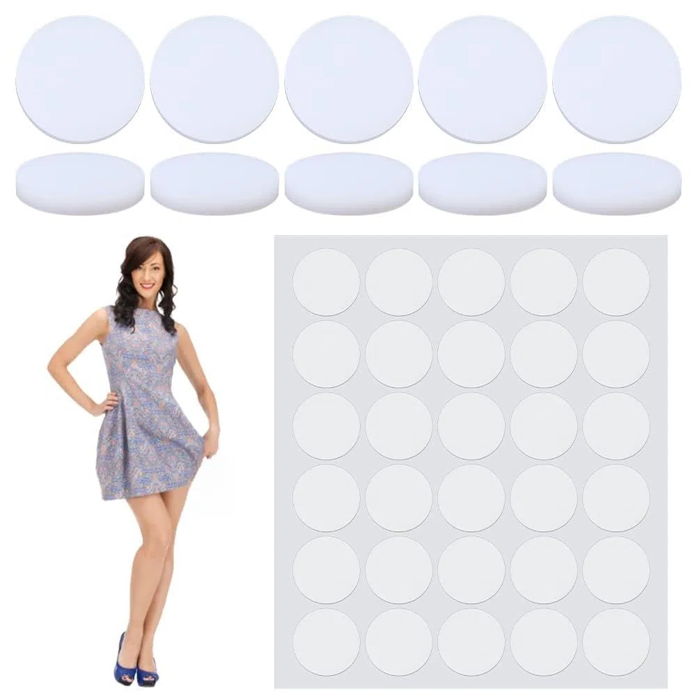 Pesos de vestir para mujer a prueba de viento dobladillo blanco plano redondo 10 bloques acrílicos con 100 pegatinas adhesivas para asegurar faldas y vestidos