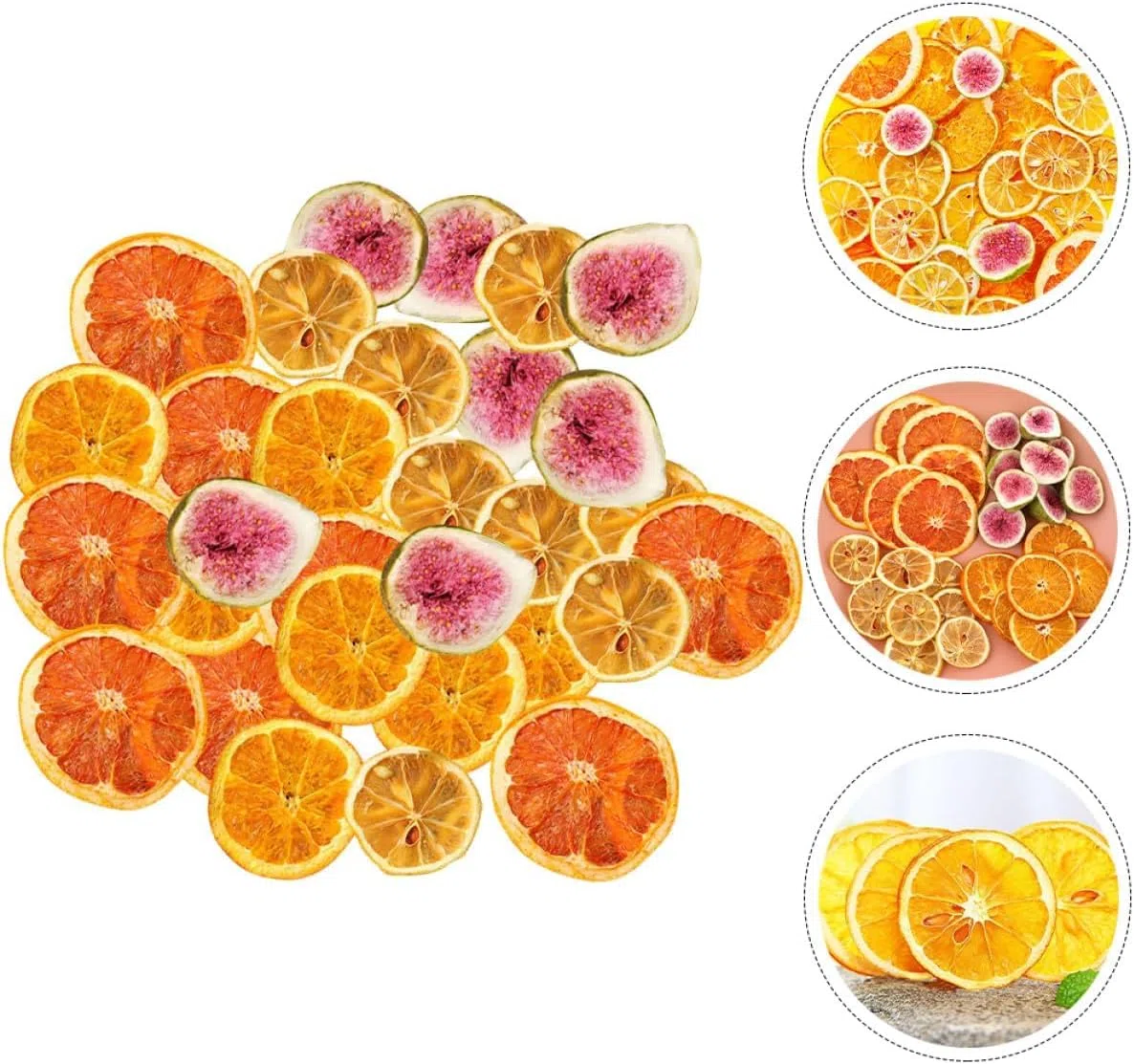 Paquete de 200 g de rodajas de higo de naranja seca, limón, pomelo para hacer coronas, suministros de decoración de pasteles, accesorios creativos para fotos y decoración de frutas de fiesta, diseño