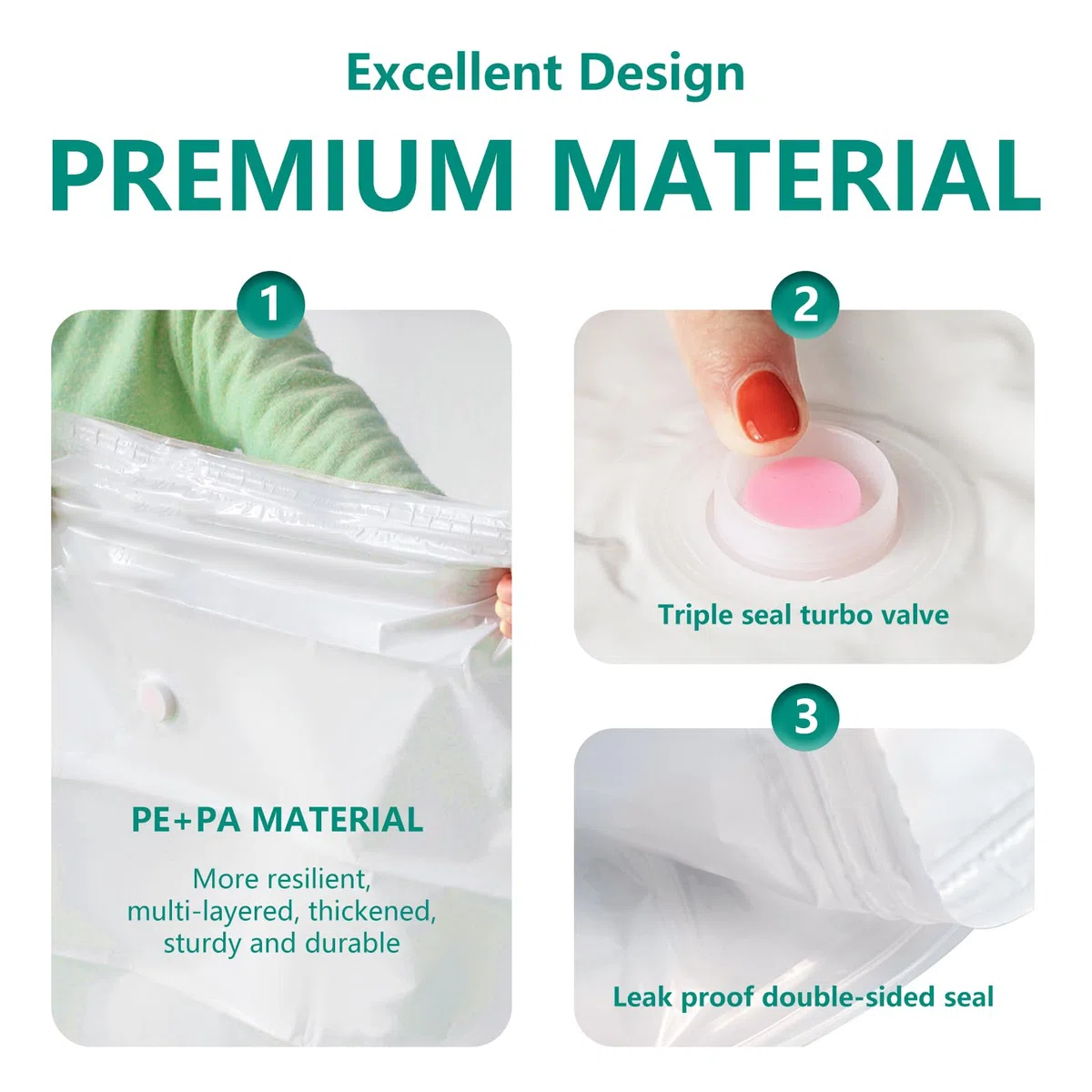 Bolsas Vacio Ropa 9 unidades, Bolsas de Almacenamiento al Vacío con Bomba Eléctrica (3 * 40x40, 3 * 40x50, 3 * 40x60CM), Vacuum Storage Bags para Viajes, Mantas, Ropa de Cama