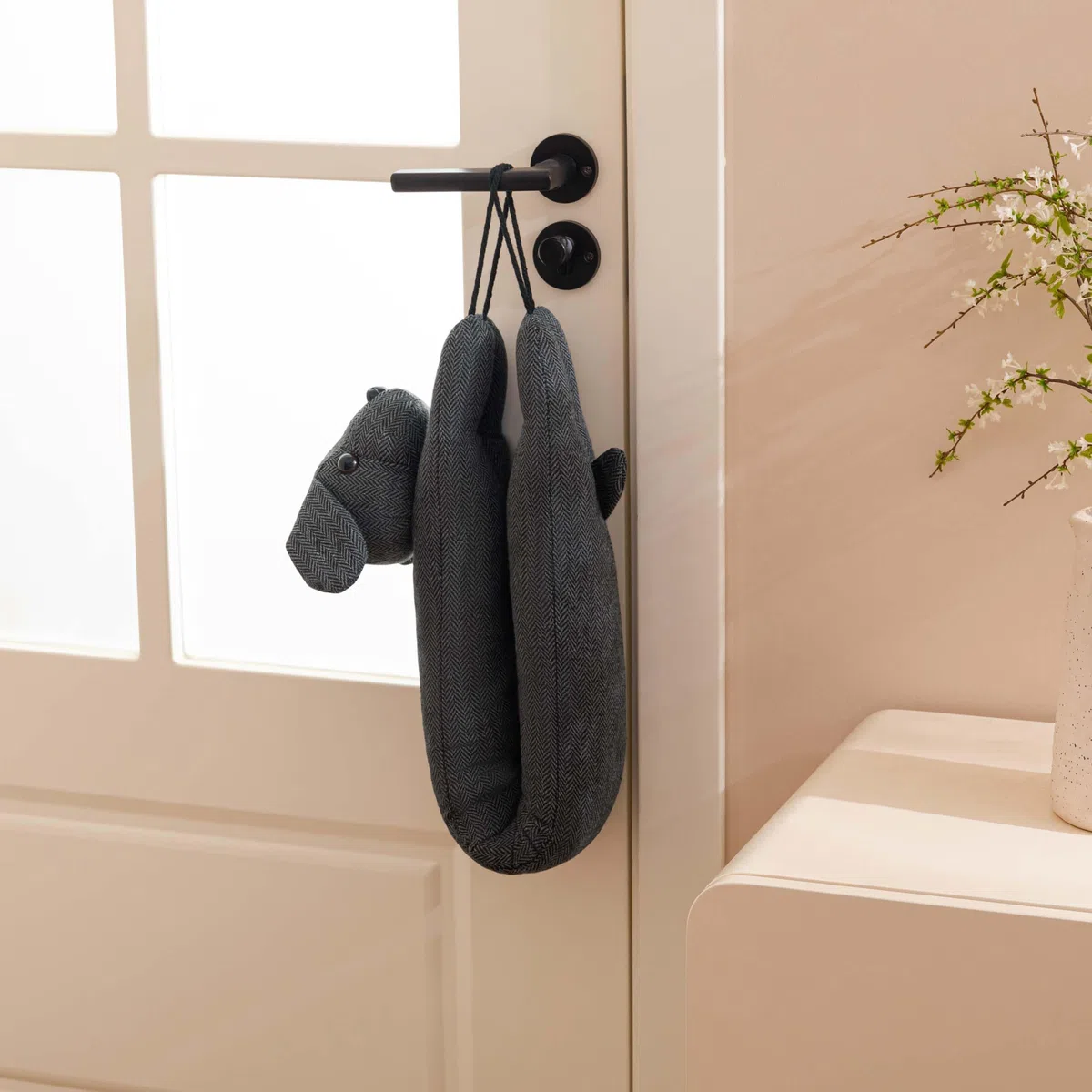 HBselect Burletes de Puerta Decorativos Paravientos 106cm para Puertas y Ventanas, Amortiguador de Corrientes de Aire contrapesado para la Parte Inferior de la Puerta - Oscuro Gris Perro 40''