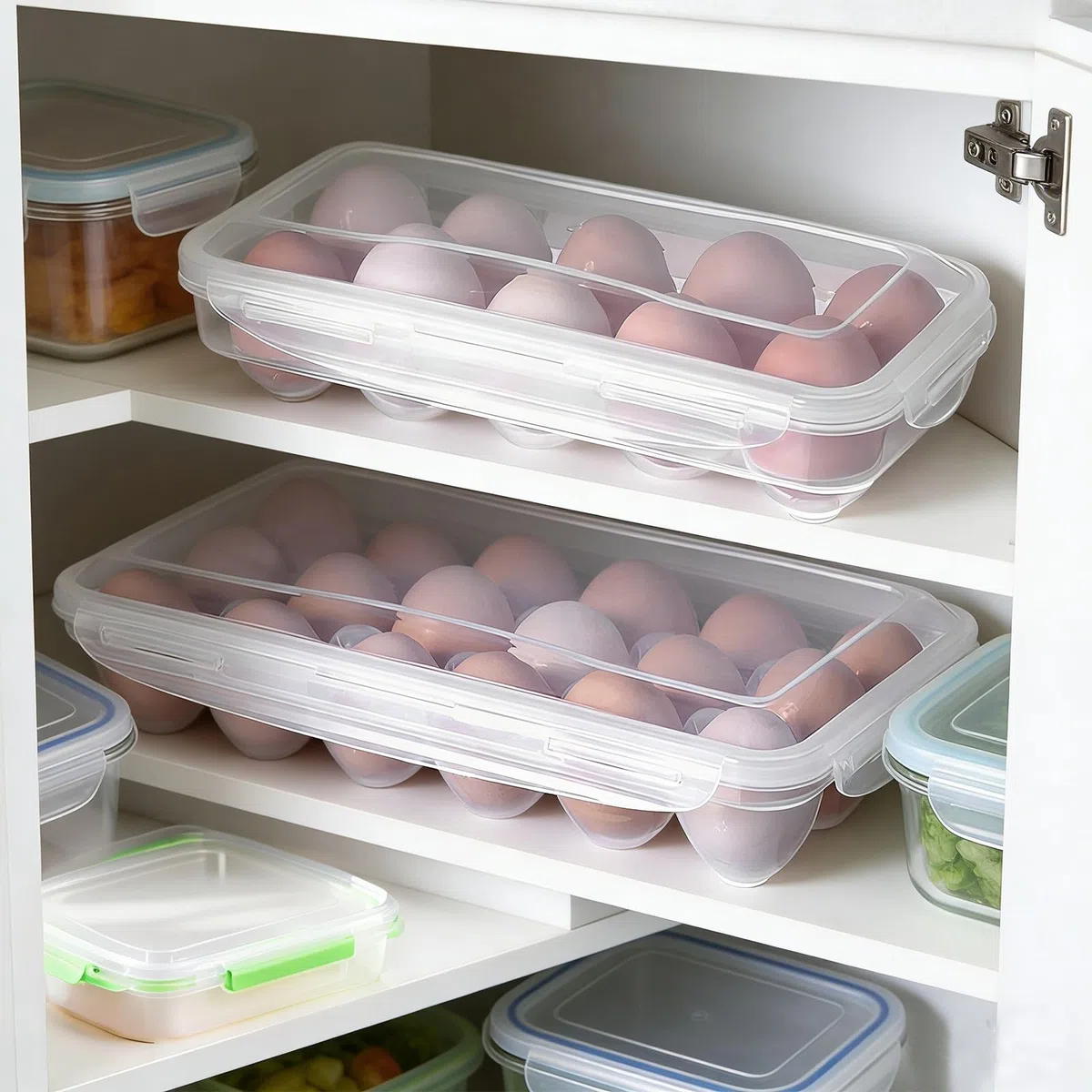 2 Pieza Caja de Huevos con Tapa, Huevos Transparente Portátil, Contenedor de Huevo, Huevera Nevera, para frigorífico, cocina, Picnic(10+18 Celdas)