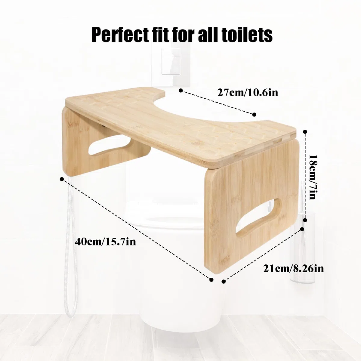 Taburete Fisiologico de Bambú para Adultos y Niños, Taburete Inodoro Plegable, Ergonómico Antideslizante Portátil Escalón para WC, contra Estreñimiento y Hemorroides