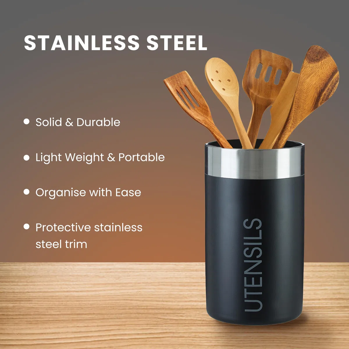 Premier Housewares - Cubilete para Utensilios de Cocina, Color Negro