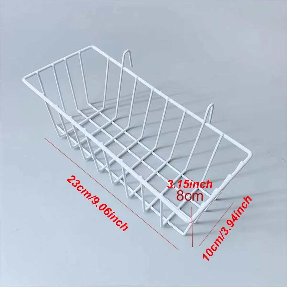 Cesta de Almacenamiento Colgante Hecha de Alambre de Metal, Organizador de Pared con Ganchos, Construcción de Hierro, Adecuada para Cocina, Despensa, Blanco, Individual