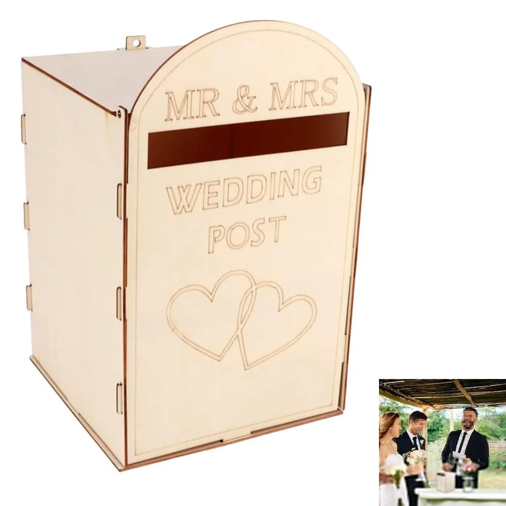 Buzón de Madera para Tarjetas de Regalo, Caja rústica para Tarjetas de Regalo de Boda, decoración para Fiesta de Boda