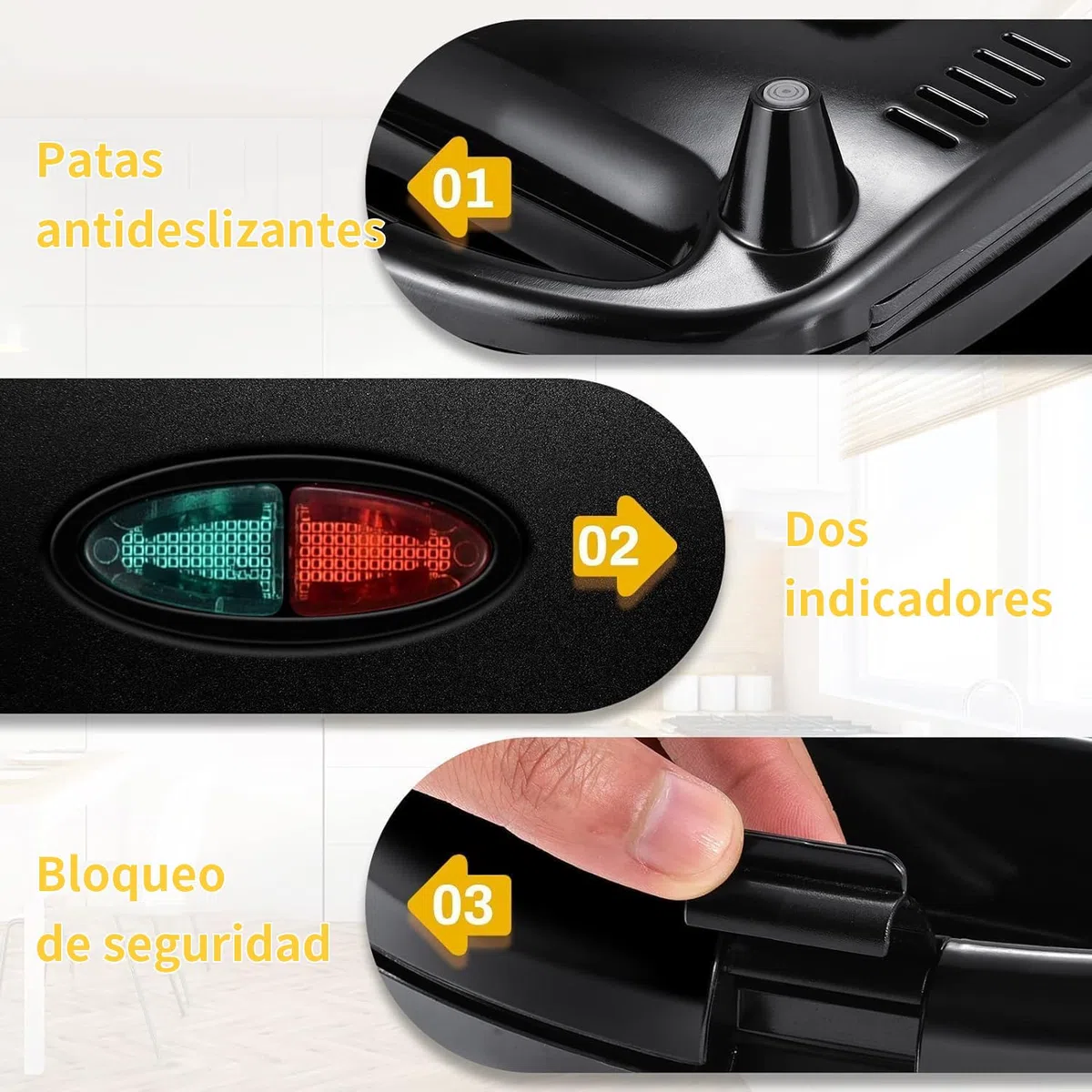 YASHE Sandwicheras, 750W Tostadora Grill, Máquina de Panini con Recubrimiento Antiadherente, Temperatura Automática, LED Indicadoras