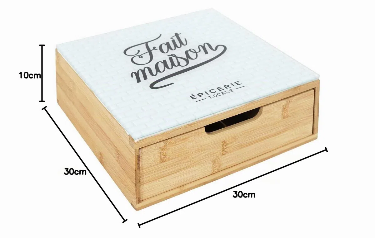HOME DECO FACTORY - KA5953, Porta Cápsulas Cajón de Madera y Vidrio, Almacenamiento Organizado para Café y Té, Diseño Moderno, Fácil de Mantener, Dimensiones 30x10x30 cm, Color Marrón y Blanco