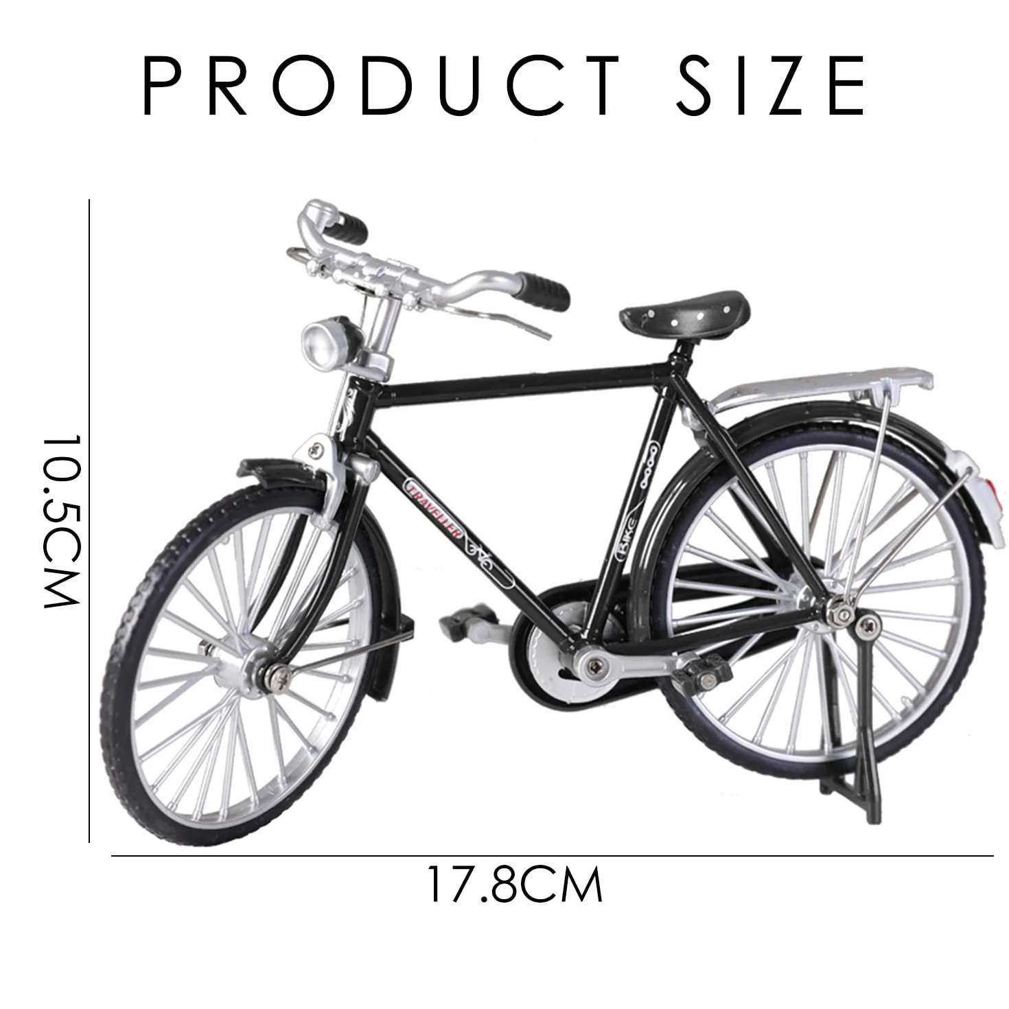 MEMOFYND - Kit de modelo de bicicleta retro de 1 pieza, réplica clásica de bicicleta de dedo, viene con bomba, cesta y maletín, apto para adultos y niños