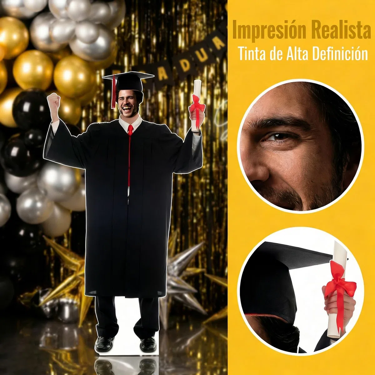 Figura de Cartón Personalizada Tamaño Real 1-7 pies | Silueta de Cartón Impermeable con Soporte, Póster Recortable como Regalo | para Boda, Cumpleaños, Graduación, Navidad y Halloween (150cm/5 Pieds)