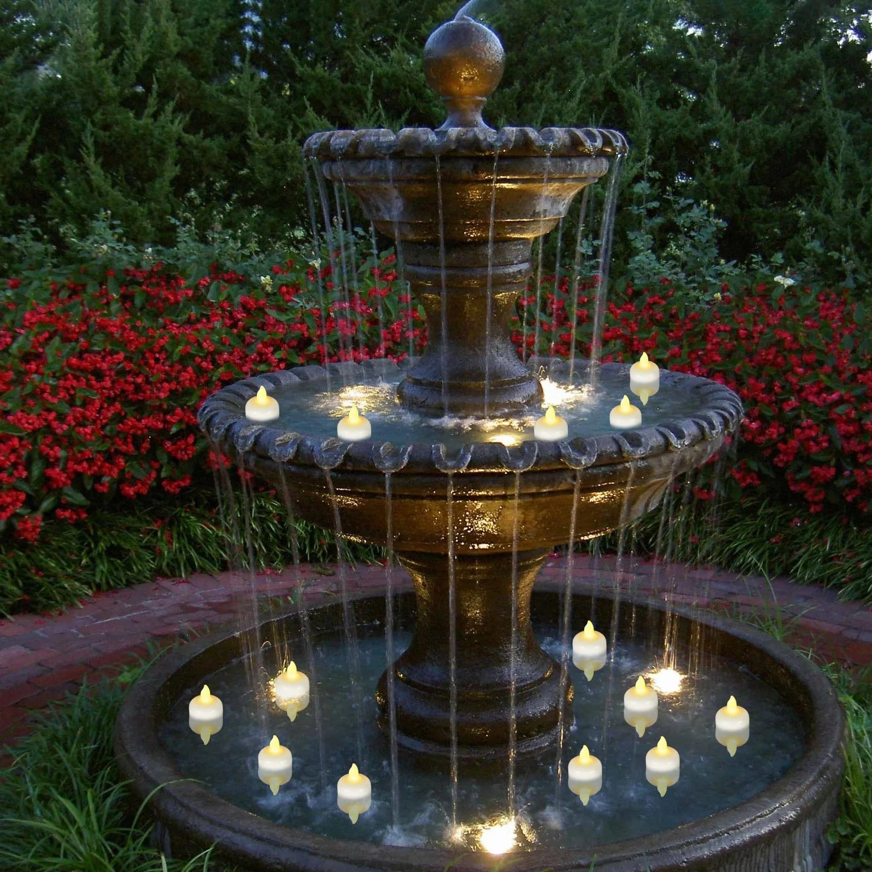 Paquete de 24 velas flotantes sin llama, impermeables, de color blanco cálido, pilas incluidas, luces LED parpadeantes para exteriores, jarrón de centro de mesa