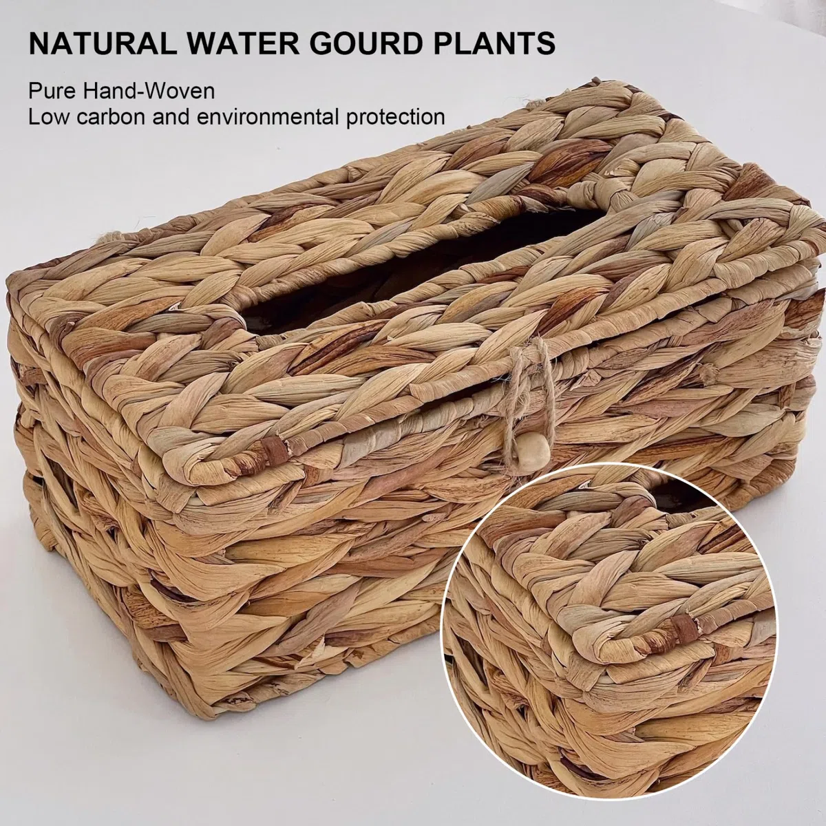 Cubierta para Caja de pañuelos, Soporte Rectangular para Caja de pañuelos de ratán, Cubierta de Mimbre con Tapa abatible, Soporte Facial Decorativo para baño, Cocina, Oficina, Mesa, Escritorio, Rat