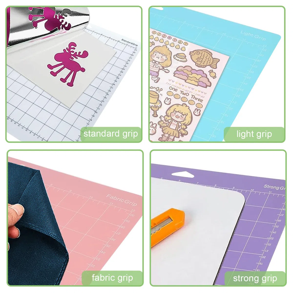 Tapete de Corte para Cricut Maker 4/Maker 3/Explore 3/Air 2/Air/One, NICKLIN 5 Alfombrillas de Corte Adhesivas para Cricut - StandardGrip, LightGrip, StrongGrip, FabricGrip 12x12"