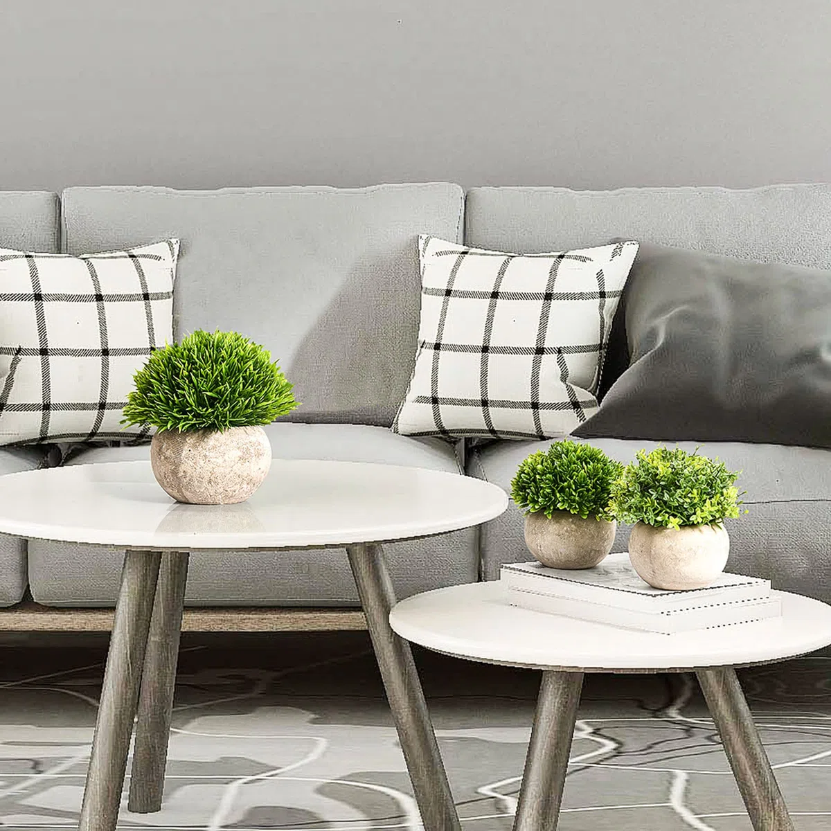GoMaihe Plantas Artificiales Plásticas de Maceta, 3Piezas, Planta Artificial Decorativa, Adecuado para El Hogar Oficina Decoración Jardín Baño Cocina Balcón Planta Falsa Decorativas