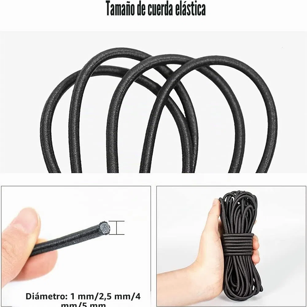 Cuerda elástica negra de látex de 5 mm x 10 m, goma redonda de caucho natural altamente elástica, cinta de unión amortiguadora para equipos deportivos, embalaje y hogar