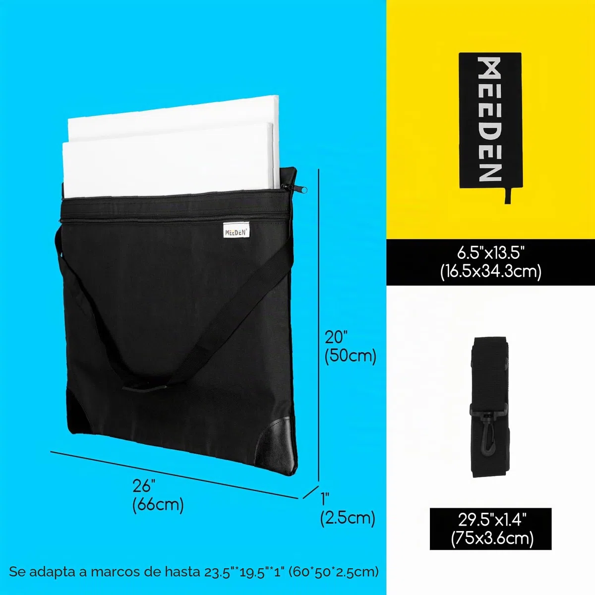 MEEDEN Bolsa Portafolio de Arte - A2/A3 Pintura Junta Almacenamiento Bolsa, Portafolio de Artista con Correa para el Hombro, Resistente al Clima Bolso para Dibujos y Bocetos 51 x 66 x 5 cm