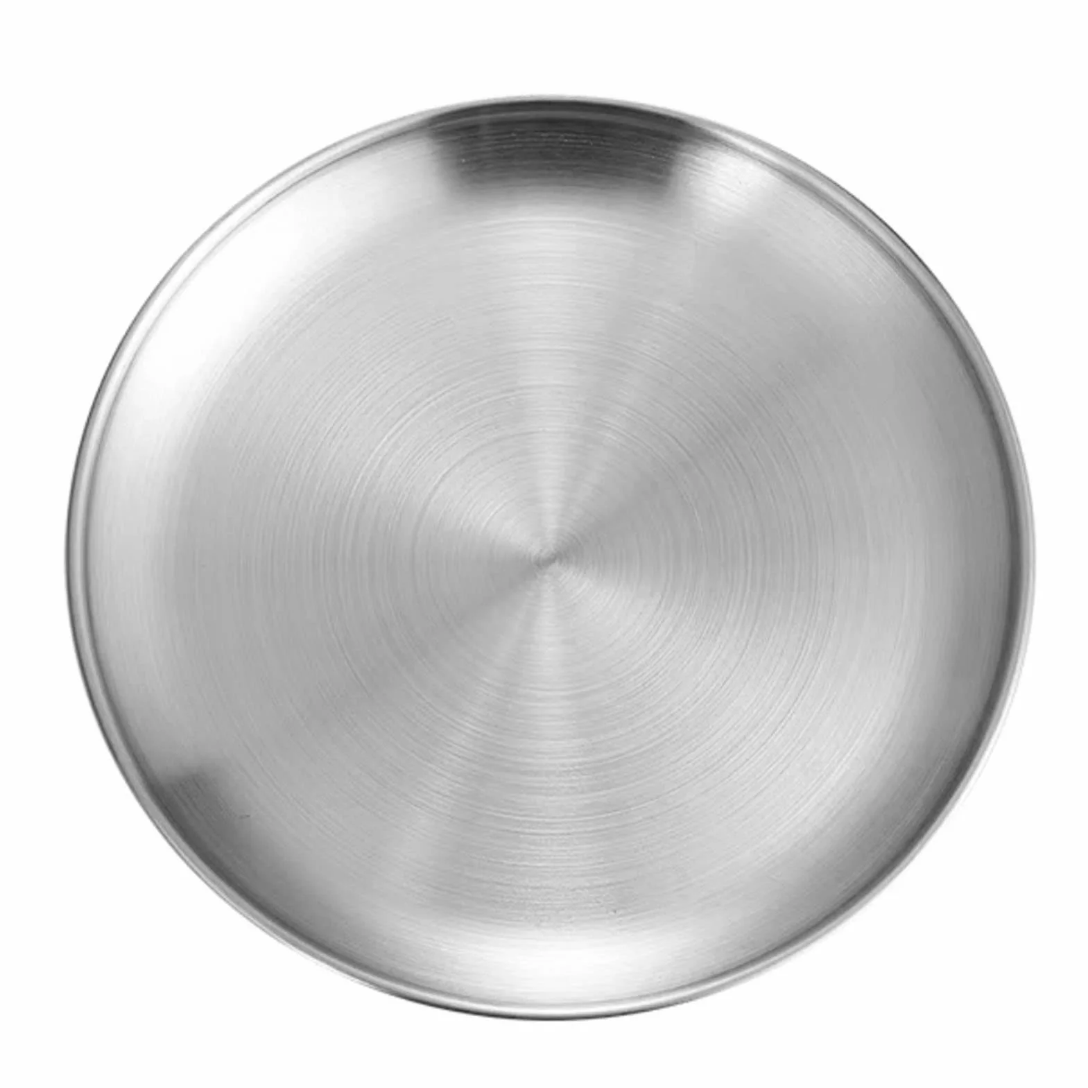 Plato de Acero Inoxidable, Plato Redondo Reutilizable 30cm para Cocina, Camping, Picnic, Plato Metalico para Servir Postres Pizza Comidas, Apto para Lavavajillas, Bandeja Termica