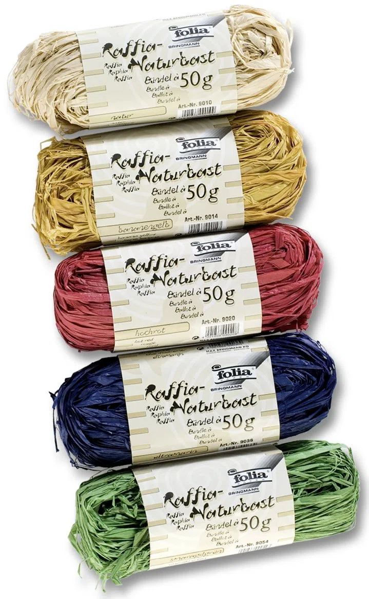 folia 901009 - Rafia rafia natural, 5 manojos de 50 g cada uno, colores surtidos - ideal para manualidades o para arreglos, ramos y otros trabajos florísticos