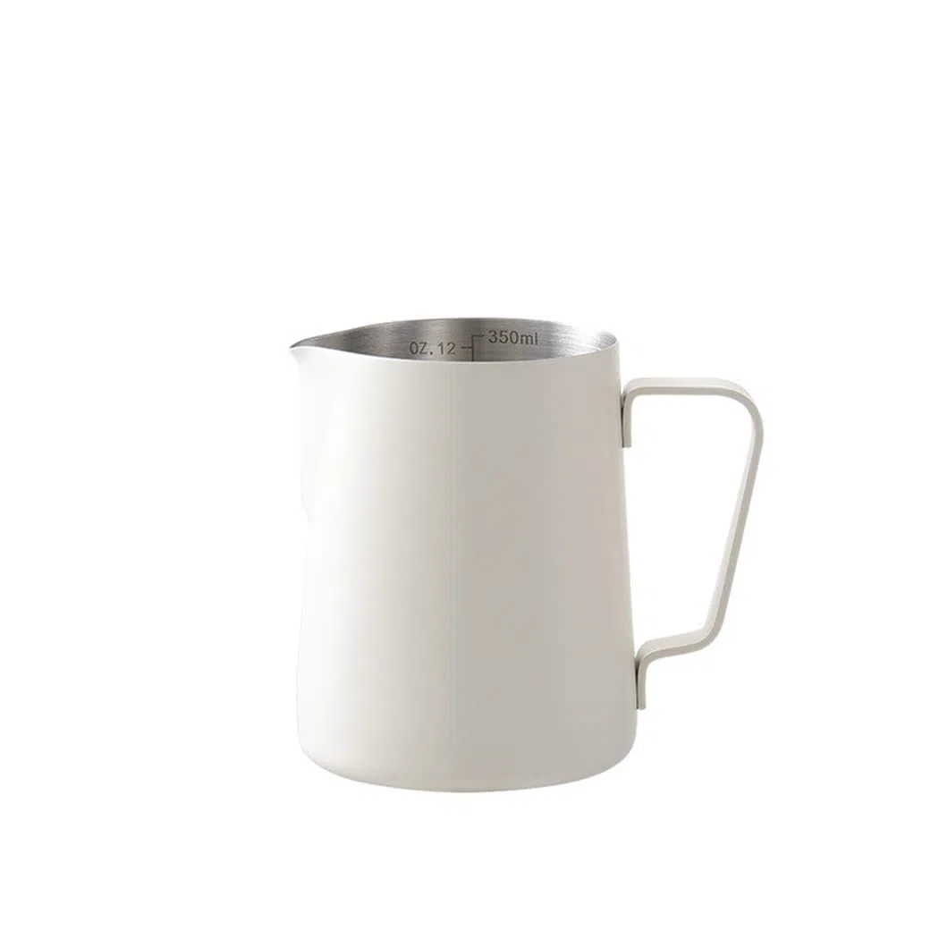 Hoshen Jarra de Acero Inoxidable para Cocinar Al Vapor y Espuma de Leche - Arte Con Leche, Café Expreso, Capuchino - 350 ml, Color Blanco