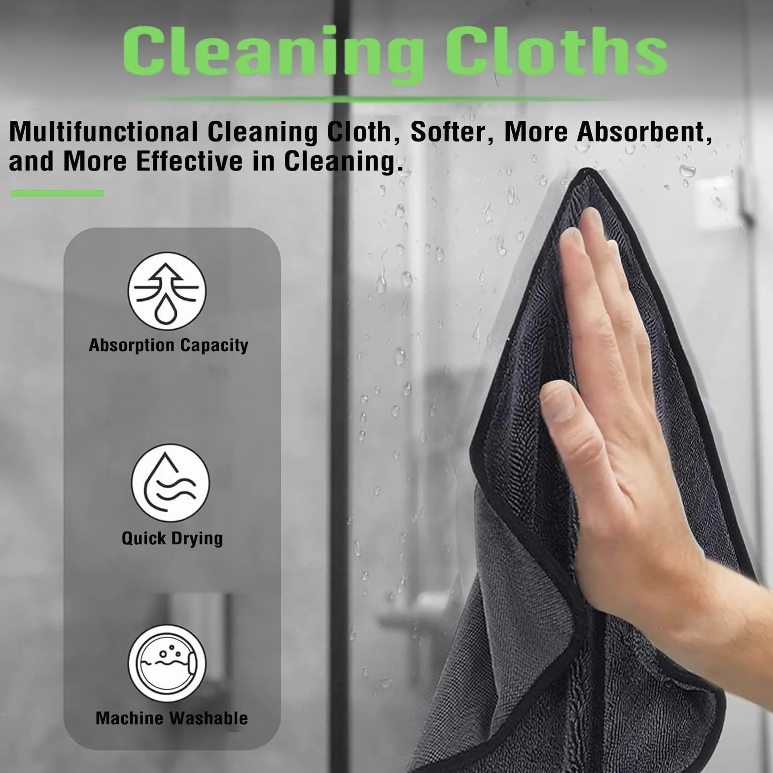 Deedlite Shiny Bath Wipes Paño Microfibra, Shiny Bath Drying Towel para Baño, Cocina y Auto