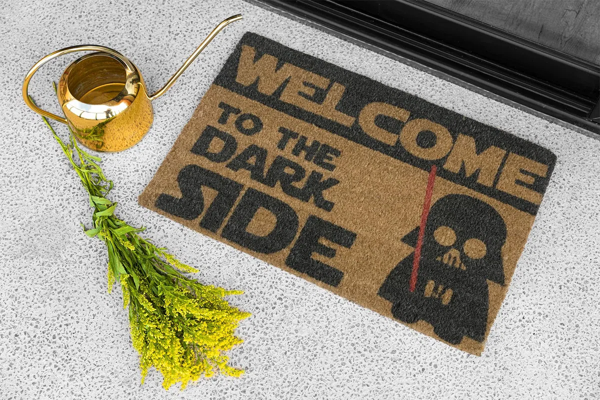 koko doormats Felpudo Entrada Casa Original de Coco Natural “Welcome to The Dark Side” | Alfombra de Entrada Antideslizante para Exterior e Interior | 60x40 cm | Diseño Divertido y Friki | Base PVC