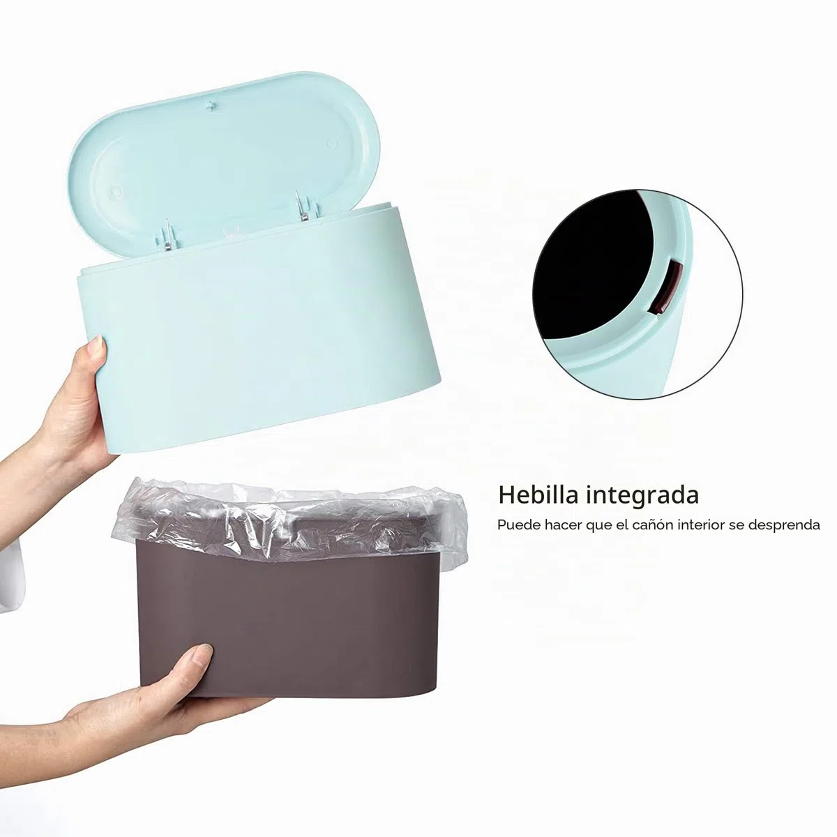 JEEZAO Cubo de Basura de Mesa con Tapa, Papelera de Escritorio Mini Bote de Reciclar, Maquillaje Lápiz Cubo,Reciclaje para Oficina, Baño,Hogar,Almacenamiento de Alimentos para Mascotas (Azul claro)