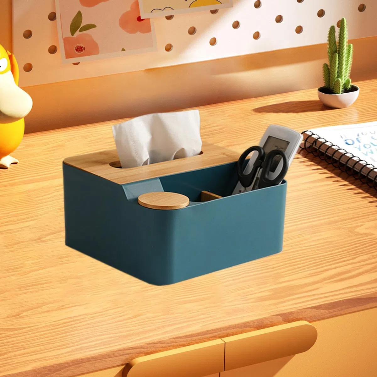 Caja de pañuelos multifuncional con compartimentos, soporte multiusos para pañuelos, caja de pañuelos con dispensador integrado, organizador de caja de pañuelos decorativo, caja de pañuelos con