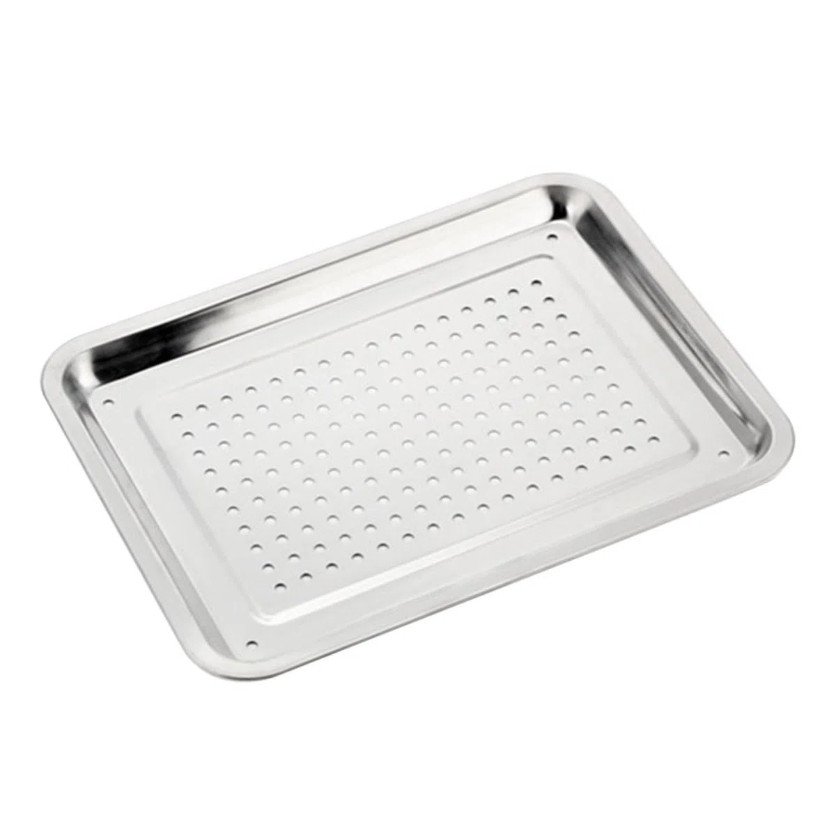 Cabilock Bandeja Escurridora Rectangular Orificios Esquinas de Acero Inoxidable Diseño Sólido y Bordes Suaves para Accesorios de Cocina Multifuncional