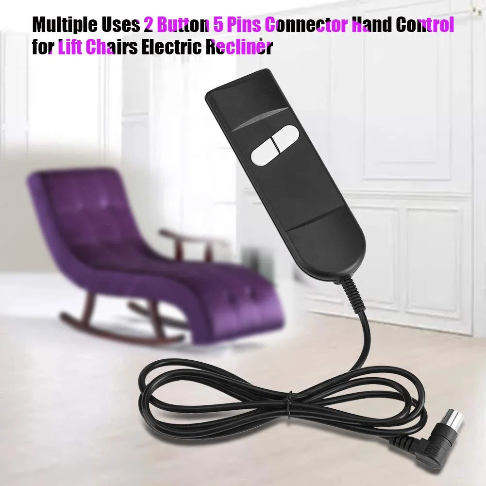 Goshyda Control Manual para sillón reclinable, Controlador de sillón reclinable eléctrico de 2 Botones, Conector de 5 Pines para Muchas Marcas de sillas Elevadoras
