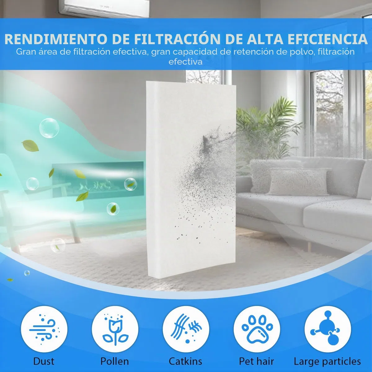 Filtro Aire Acondicionado por Conductos 50 * 120CM G4 Filtrina Aire Acondicionado Clase de Filtro para Sistemas de Ventilación y Aire Acondicionado Domésticos Filtros de Repuesto XX